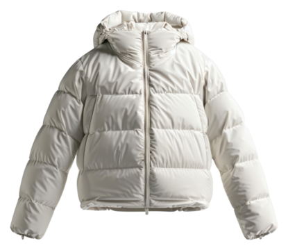 PNG Blank wite down jacket mockup clothing apparel coat.
