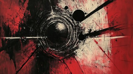 Abstract Art with Red and Black Swirls