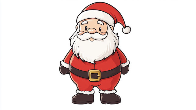 Cartoon Santa on White Background