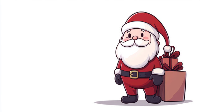 Cartoon Santa on White Background