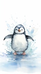 Cute penguin in water