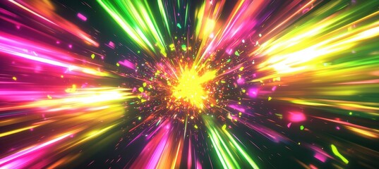 Energetic Burst of Neon Colors - Abstract Background for Posters, Cards, and Digital Art