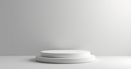 empty white podium on a gray background