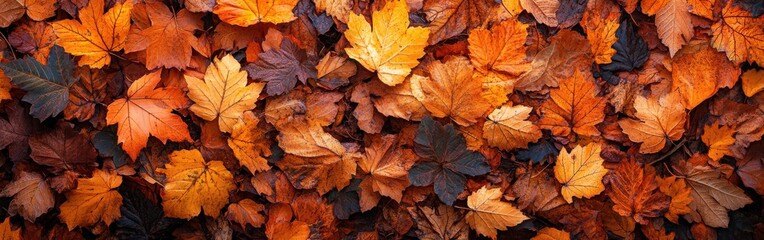 Fototapeta premium Vibrant autumn leaves scattered across a natural background