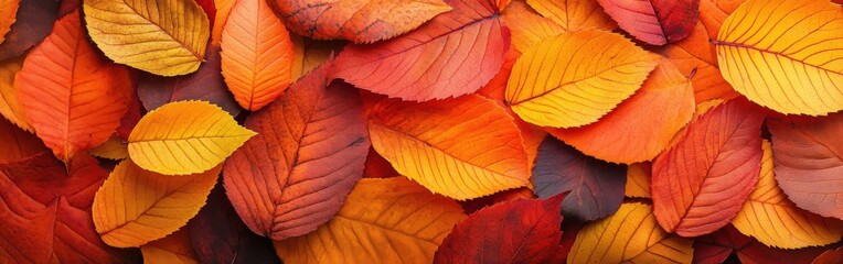 Fototapeta premium Vibrant autumn leaves scattered across a natural background