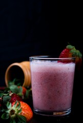 strawberry smoothie in glass