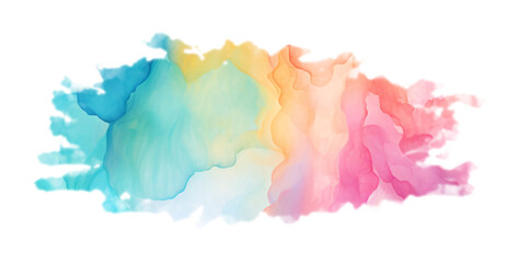 Obraz premium Watercolor shape bursts with vibrant rainbow colors, creating a joyful, abstract design element