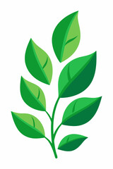 Simple illustration of a green twig with leaves. Ideal for use in projects related to nature, sustainability, and growth. This design is perfect for adding a touch of natural beauty to your website.