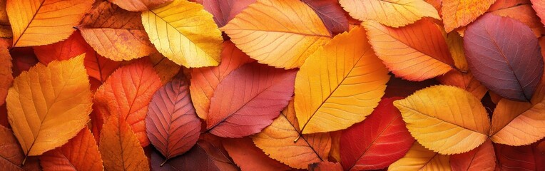 Fototapeta premium Vibrant autumn leaves scattered across a natural background