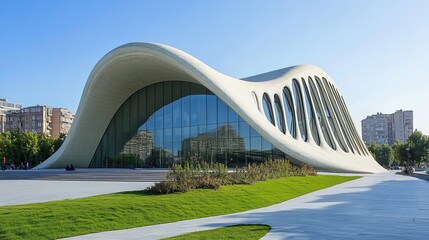 Obraz premium Information Center for the COP29 Climate Conference. Baku, Azerbaijan. September 7, 2024.