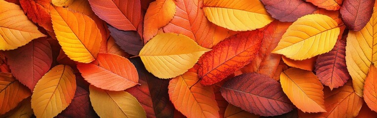 Fototapeta premium Vibrant autumn leaves scattered across a natural background