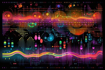 Obraz premium Abstract colorful data visualization background with electronic waves 