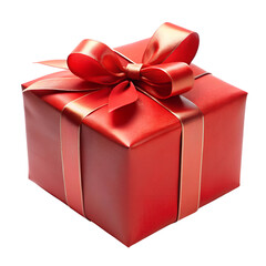 Obraz premium red gift box with bow isolated on white