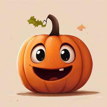 Smiling cartoon pumpkin with big eyes and a missing tooth.  Perfect for autumn and Halloween themes.
