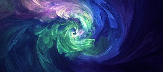 Fototapeta premium Abstract Swirling Vortex of Blue, Green, and Purple Colors for Energetic and Captivating Designs