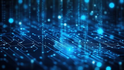 Obraz premium Digital Circuitry, Blue Hues: A Visual Representation of Data Flow