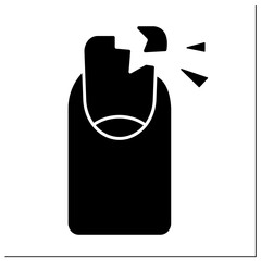 Anemia glyph icon. Disease symptoms. Brittle nails.Iron deficiency. Health protection concept. Filled flat sign. Isolated silhouette vector illustration