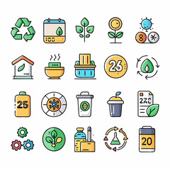 Line icons about ecology. Contains such icons as recycle, eco label, bio fuel and more. 256x256 Pixel Perfect editable in two colors