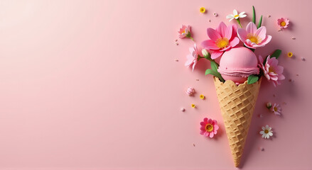 pink ice cream with chocolate
