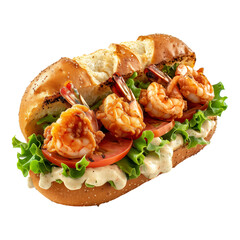 Crispy Shrimp Po' Boy Sandwich with Lettuce and Tomato | Southern Seafood Favorite