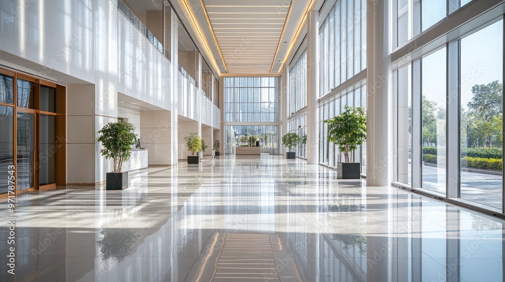 Wall mural Modern Lobby with Large Windows