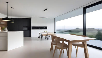 contemporary living space kitchen dining area living room one large space