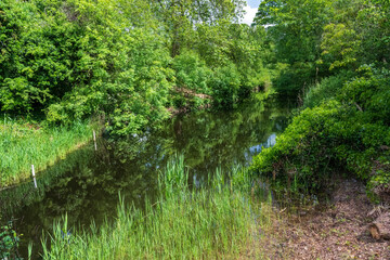 River in Balchik Palace gardens also known as Queen Mary Park. Travel and nature concept.