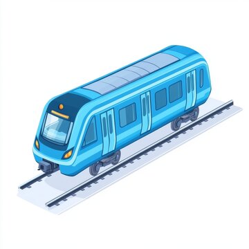 recommend clip art: It is a minimalist and modern illustration of a blue train, which is suitable for transportation, travel, and urban design projects.