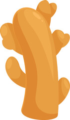 Cartoon style icon of a ginger root growing, a healthy aromatic spice used in cooking and herbal medicine