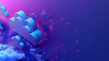 Cloud storage for downloading an isometric. A digital service or application with data transmission.