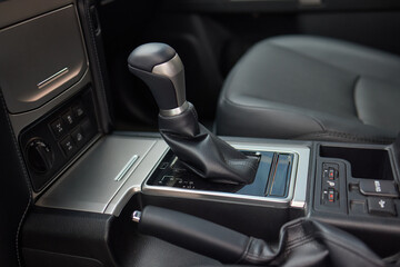 Obraz premium Macro shot of a car gear lever an essential auto part