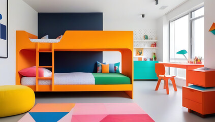 kid bedroom colorful decor bunk bed playful furniture