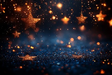 Naklejka premium Glowing abstract stars on a dark background with soft light