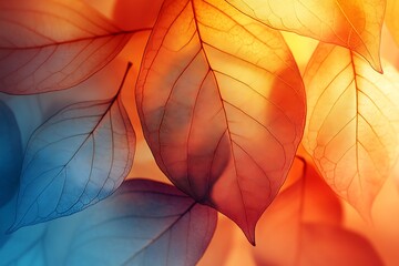 Fototapeta premium Abstract Earthy Tone Leaf Silhouettes in a Peaceful Fall Scene