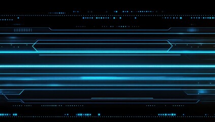Abstract Futuristic Tech Background with Glowing Blue Lines and Digital Elements