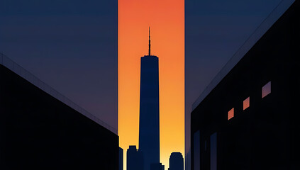 sunset silhouette twin towers serves powerful reminder september