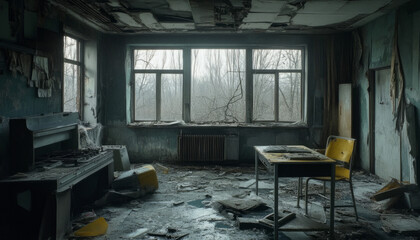 Chernobyl disaster, Chernobyl, apocalyptic photo, Chernobyl nuclear power plant after the catastrophe, abandoned buildings