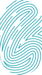 Blue fingerprint made of lines representing cybersecurity and digital identity