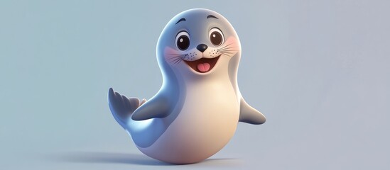 Obraz premium Adorable cartoon seal character with a joyful expression Raster artwork
