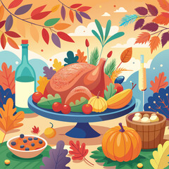 Country thanksgiving dinner festive turkey