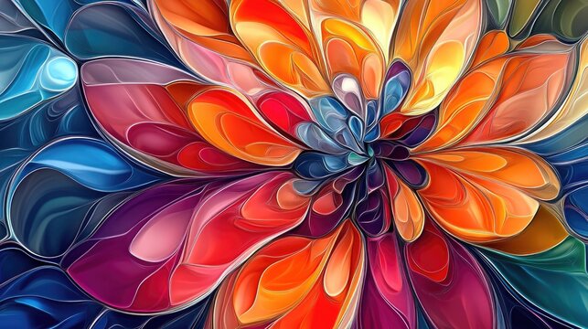 Vibrant Abstract Flower Design Contemporary art suitable for stained glass tiles mosaics ceramics notebook covers phone cases postcards and wallpapers Ideal for various creative projects