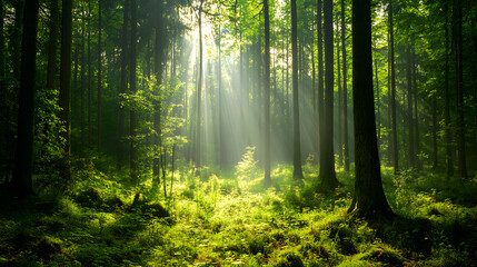 Obraz premium Forest Conservation Banner with Sunlight