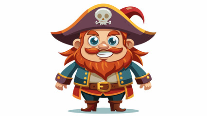 cartoon plump pirate character, full length front view
