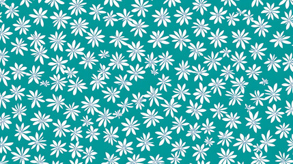 Teal Dream: A Whimsical Floral Fantasy - Dive into a sea of tranquility with this captivating teal background adorned with delicate white flowers, perfect for adding a touch of elegance and charm. 