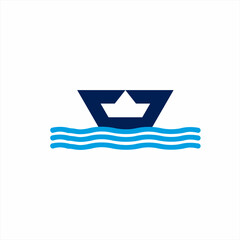 Simple boat icon logo design.