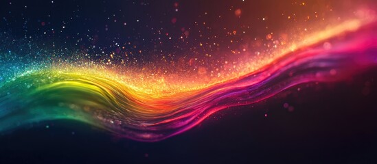 Obraz premium Abstract photography of a rainbow on a dark background featuring unique designs suitable for banners panels and computer desktop backgrounds Surreal light dispersion effects