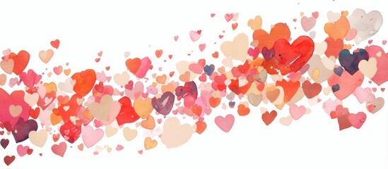 Obraz premium Stream Of Love Abstract Watercolor Hearts In Flight