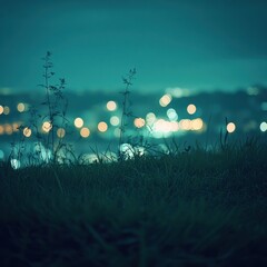 Football stadium with misty atmosphere under night lighting