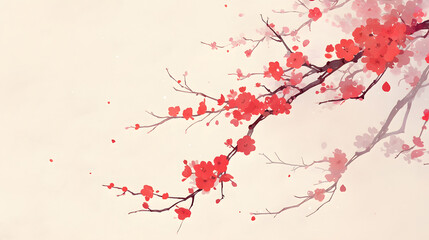 Winter red plum illustration