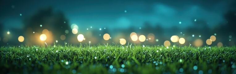 Obraz premium Football stadium with misty atmosphere under night lighting